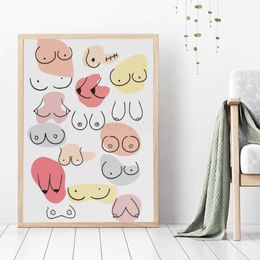 Paintings Line Watercolor Posters And Prints Boobs Boobie Art Tits Print Breast Canvas Painting Body Wall Pictures Bedroom Home De242n
