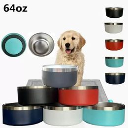 Dog Bowls 32oz 64oz Stainless Steel Tumblers Double Wall Pet Food Bowl Large Capacity 64 oz Pets Supplies Mugs B0427293L