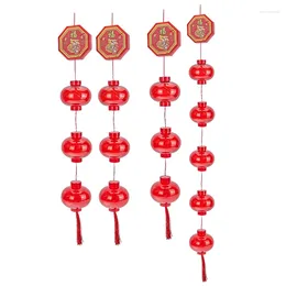 Strings 2Pcs Year Lanterns Hanging Lights LED Flashing String Chinese Red Decor