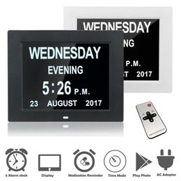 7 8 Languages Digital Day Clock LED Calendar Day Week Month Year Electronic Alarm Clock for Impaired Vision People Home Dec274f