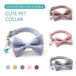 Adjustable Dog Collars Bowtie With Cute Bow Bells Durable Soft Comfortable Cat Collars For Small Medium Dogs Cats Accessories275K