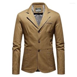 Men's Suits Spring Autumn Mens Blazer Jacket High-quality Business Casual Men Lapel Multi-pocket Single-button Suit Coat Clothing