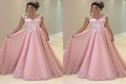 Rose Pink Arabic Prom Dresses V Neck Appliques Lace Chiffon Satin Floor Length Backless Evening Party Dress Plus Size formal1726268