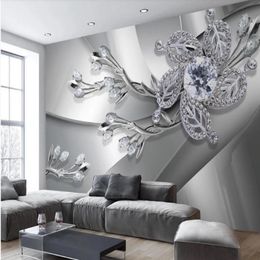 modern living room wallpapers Metal texture diamond 3d stereo Jewellery TV background wall259p