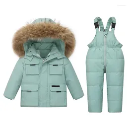 Down Coat OLEKID -30 Degree 2024 Russian Winter Children Clothes Set Waterproof Jacket For Girls Kids Jumpsuit Boy Overalls Snowsuit