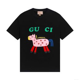 designer High version 2024 early spring GU family animal print internet famous men's and women's OS loose short sleeved T-shirt base shirt ZLWF