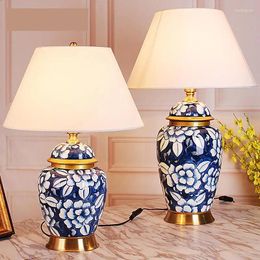 Table Lamps Ceramic Lamp European Style Idyllic Classical Living Room Blue And White Bedroom Bedside Model Porcelain