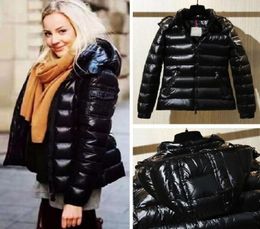 Women Hooded Down Coat Thick Soft Warm Double Zipper Waterproof Parkas Outdoor Shoulder pocket design Jacket Black Color Big Size 9480789