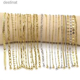 Beaded Multiple Options For Trendy Simple Stainless Steel Gold-plated Gold Bracelets For Women Steel Color Chain Bracelets WholesaleL24213