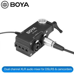 Microphones BOYA BYMA2 DualChannel Record Audio Mixer XLR Jack 6.5mm to 3.5mm Wireless Microphone System for Canon Nikon Sony DSLR Camera