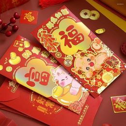 Gift Wrap 6Pcs/set Cartooon Dragon Year Red Envelope Cute White Card Lucky Pocket Pluggable Thickened Pack Weeding