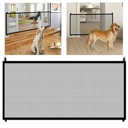 Kennels & Pens Magic Dog Gate Fences Portable Folding Breathable Mesh Pet Barrier Separation Guard Isolated Dogs Baby Home Safety 245G