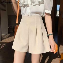 Women's Shorts Chic Folds Shorts Fashion Solid Simple Loose Young All-match Popular Wide Leg Short Trousers Girls Summer Ins ldd240312
