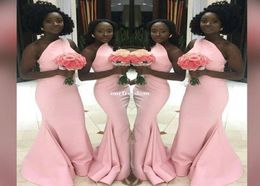 2019 South Africa Pink Satin Mermaid Bridesmaid Dresses One Shoulder Simple Style Maid Of Honor Wedding Guest Gown Formal Occasion5394714