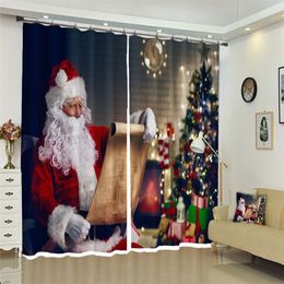 Customizable Modern 3D Blackout Curtains el happy new year Christmas Theme Pattern Thicken Bedroom Curtains for Living Room270u