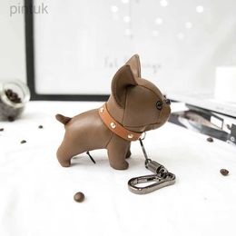 Keychains Lanyards Keychain Pu Leather Animal Dog Keyring Holder Bag Charm ldd240312