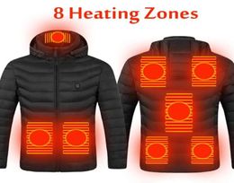 Outdoor JacketsHoodies Upgrade 8 Heating Zones Mens Women Heated Vest USB Electric Hooded Long Sleeves Jacket Thermal Clothing Sk8977538