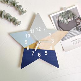 Wall Clocks INS Nordic Creative Home Blue Series Geometric Design Pentagram Silent Clock Children's