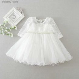 Girl's Dresses HAPPYPLUS Beads Christening Dress for Baby Girls Fluffy First Birthday Dress for Newborn Infant Princess Prom Dresses for Babies L240311