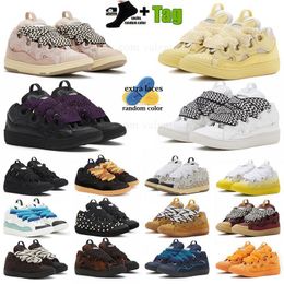 Leather lavines Curb casual shoes Extraordinary Emed top Calfskin Rubber Nappa Platformsole unisex Shoe Lavines plat-form flats sneakers trainer big size us12