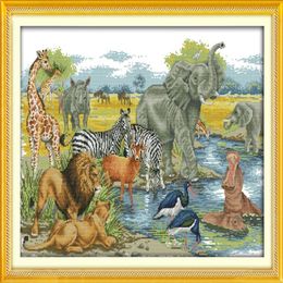 Animal World scenery Handmade Cross Stitch Craft Tools Embroidery Needlework sets counted print on canvas DMC 14CT 11CT Home decor2312