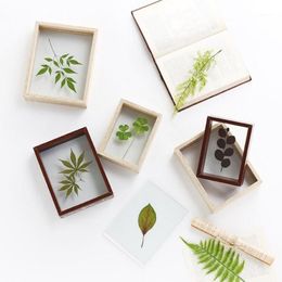 4 7 8 10 Inch Solid Wood Po Frame Double-sided Glass Plant Specimen Frame Square Po Creative DIY Specimen Decoration1294S