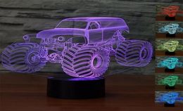 Abstractive 3D Optical Illusion Monster Truck Colorful Lighting Effect Touch Switch USB Powered LED Decoration Night Light Desk mp9877448