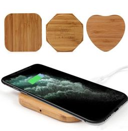 Bamboo Wireless Charger Wood Wooden Pad Qi Fast Charging Dock USB Cable Tablet Chargers For iPhone 11 Pro Max Samsung Note10 Plus8375653