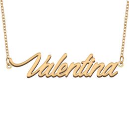 Valentina Name Necklace Pendant for Women Girls Birthday Gift Custom Nameplate Kids Best Friends Jewellery 18k Gold Plated Stainless Steel
