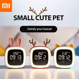 Control Xiaomi Youpin Creative LED Night Light with Thermometer Bedside Alarm Clock Bedroom Gift USB Rechargeable Digital Clock 5 Styles