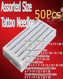 50x Premade Sterilised Tattoo Gun Needles Assorted Tattoo Kits Supply For Beginner amp Artists Pro2111958