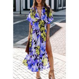 Designer Women's Fashion Dress Summer Womens New Sexy High Waist Fashion Printed Split Dress for Women Leisure Beach Skirt woman dresses models women clothes0D73