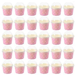 Disposable Cups Straws 50 Pcs Ice Cream Dessert Containers With Lid Party Trays Sundae