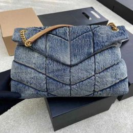 Lüks çantalar yıkanmış denim messenger çantası Loulou Puffer Moda Klasik Klasik Çanta Cep Zinciri Kovboy Crossbody Tasarımcı Kadınlar G243117BF