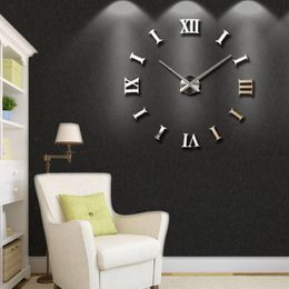 New Home decoration big 27 47inch mirror wall clock modern design 3D DIY large decorative wall clock watch wall unique gift 2011181973