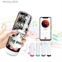 Mugs 20oz Sublimation Blanks Music Speaker Tumbler Cup Double Wall Stainless Steel Vacuum Insulated Coffee Waterproof Wireless Bluetooth Straight Cups L240312