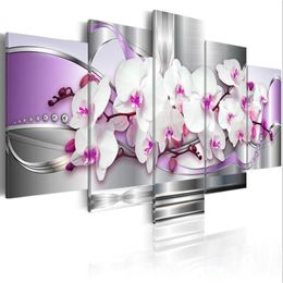 5Pcs set No Frame Canvas Print Modern Fashion Wall Art the Diamond Orchid Flower for Home Decoration278m