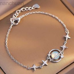 Bangle Korean Elegant Opal Space Star Bracelet For Women Ins Delicate Zircon Starlight Bracelet Girls Sliver Chains Bangle Jewellery Gift ldd240312