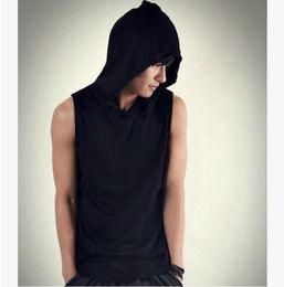 Summer Men loose pure color sleeveless hoodies Tshirts Casual gym tops Simple Fashion tank Tees Primer shirt3780088