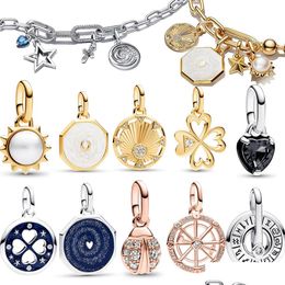 Charms 925 Sterling Sier Authentic 11 Fashion Me Charm Fit Pan Bracelet Black Chakra Heart Mini Pendant Lucky Ladybug Bead Drop Delive Otqgu