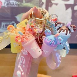 Keychains Lanyards Personality Creative Ice Cream Shape Keychians For Women Cute Car Bag Keychain Decorate Women Accessories Trend Jewelry ldd240312
