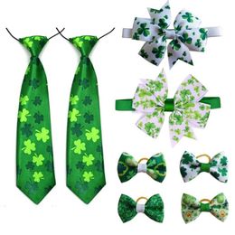Dog Apparel ST Patrick's Pet Supplies White Green Hiar Bows Bow Tie Neckties Small Hair Accessores Bowties Large Ties217G