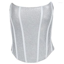 Belts Women Stretchy Strapless Vest Elegant Silver Corset Universal Elastic Rope Decorative With Self Tie