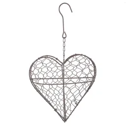 Decorative Flowers Hanging Basket Flat Heart-Shaped Indoor Plants Wall Vases For Iron Flowerpot