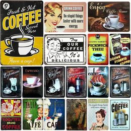 Coffee Metal Sign Store Bar Wall Decoration Tin Sign Vintage Metal Signs Home Decor Painting Plaques Art Poster2324