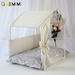 Detachable Dog House Pet Bed Tent Cat Kennel Indoor Bow Design Puppy Mat Sofa Sleeping Bag Winter Nest For Cats Y200330238g