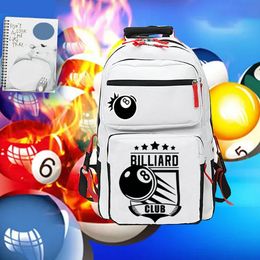 Billiard backpack Black 8 daypack Ball Eight school bag Snooker Sport Print rucksack Casual schoolbag White Black day pack