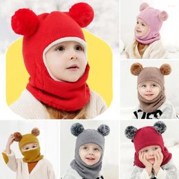 Berets Baby Boy Beanie Protect Neck Solid Windproof Winter Child Infant Knit Hat Knitted Warm Fleece Kids Girls Earflap Caps