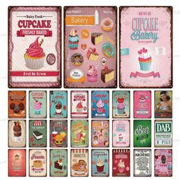Pink Cake&Donuts&Ice-cream Tin Sign Vintage Metal Poster Iron Sheet Decor For Club Bar Restaurant Cafe Painting Wall Home Decor H1253r