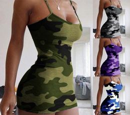 2021 Summer Sexy Bodycon Dresses For Women Party Club Mini Dress Spaghetti Strap Sleeveless Camouflage Print Vestido17951258